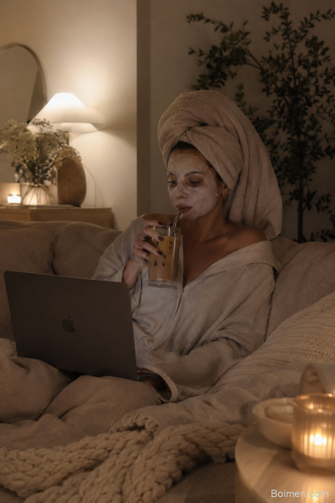 cozy night self care routine