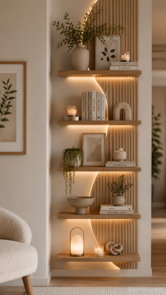 cozy shelf decor