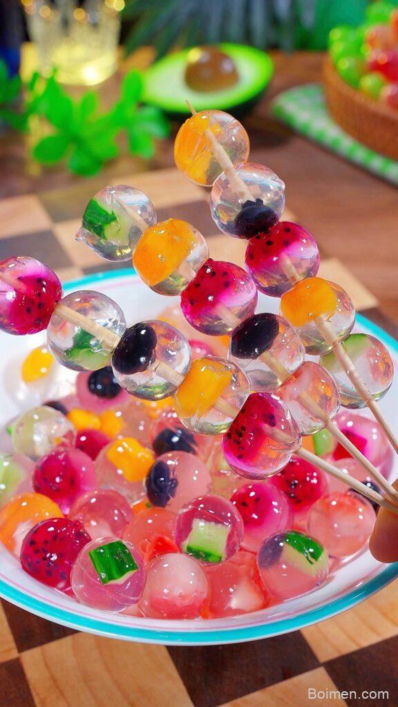 fruit bubble balls dessert