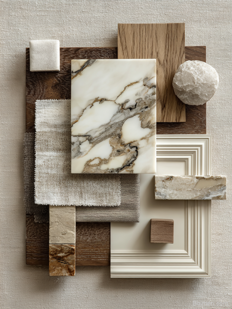 PIN TITLE: "Interior design moodboard collage neoclassical palette" | PIN