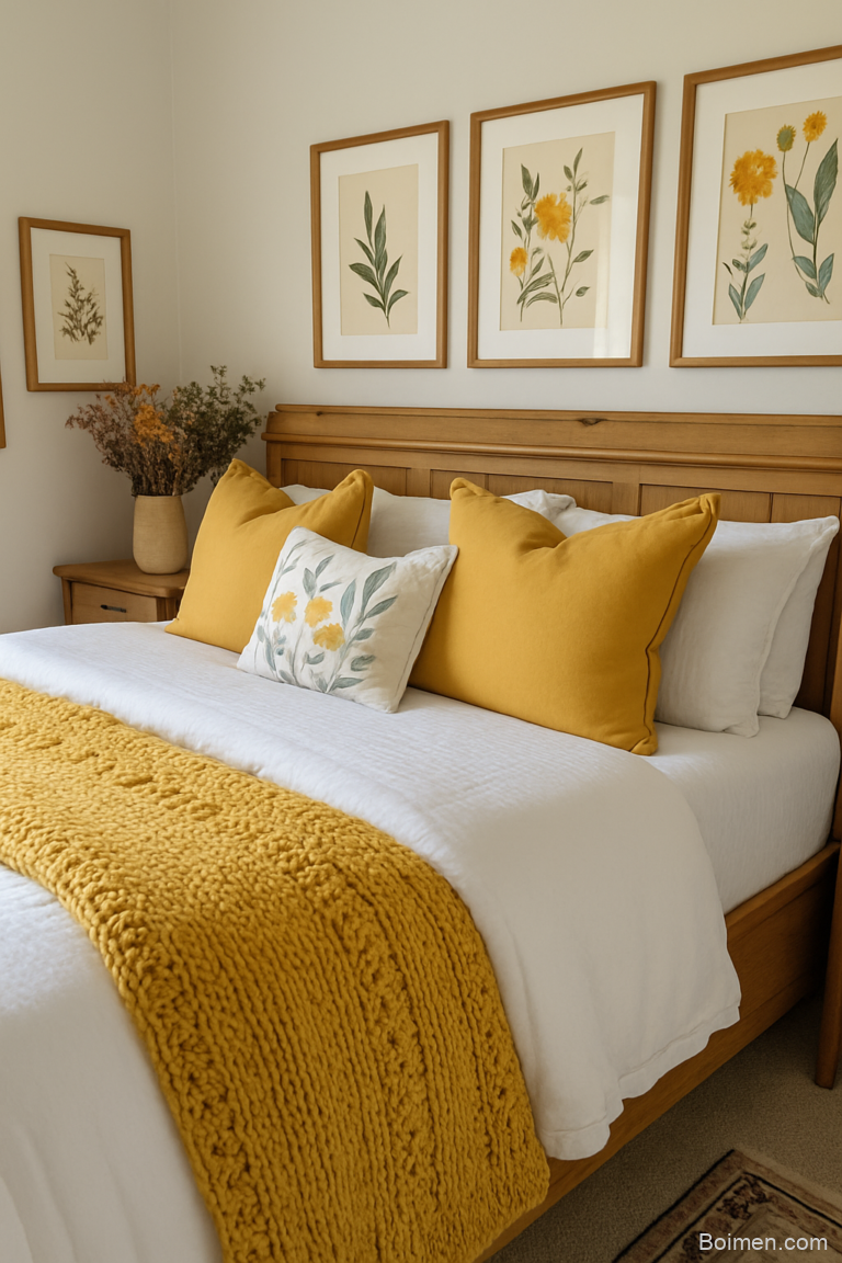 cozy yellow bedroom decor