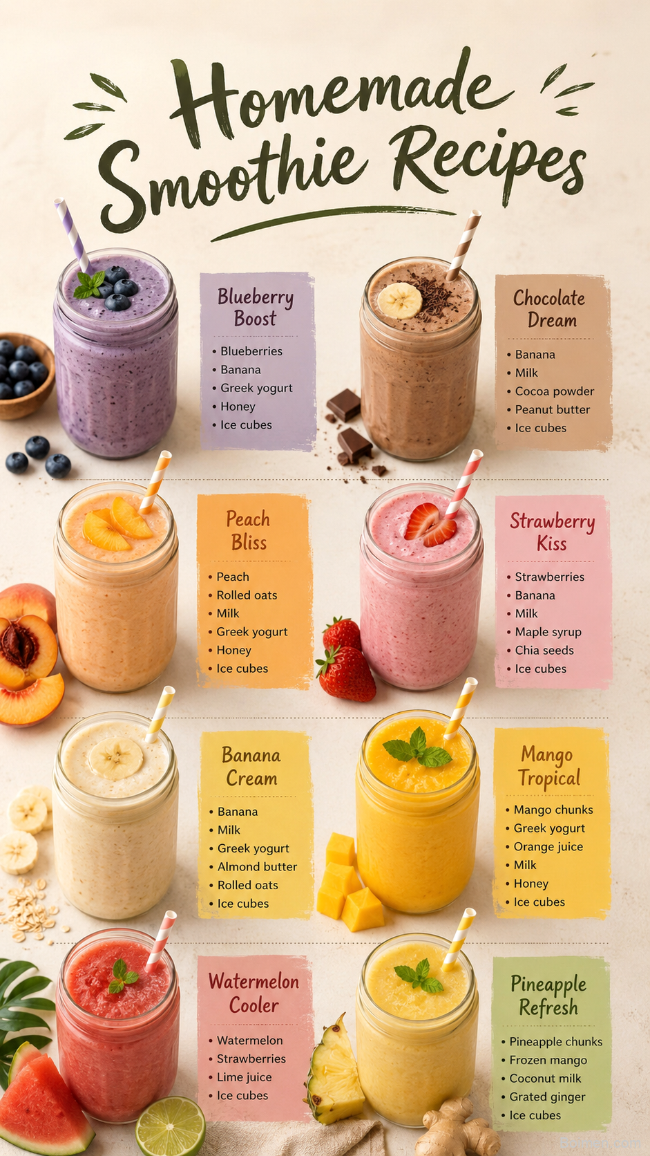 8 Healthy Smoothie Recipes for Easy Homemade Breakfast and Snack Ideas