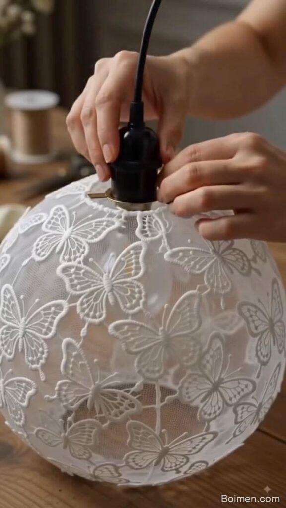 diy hanging light net cloth