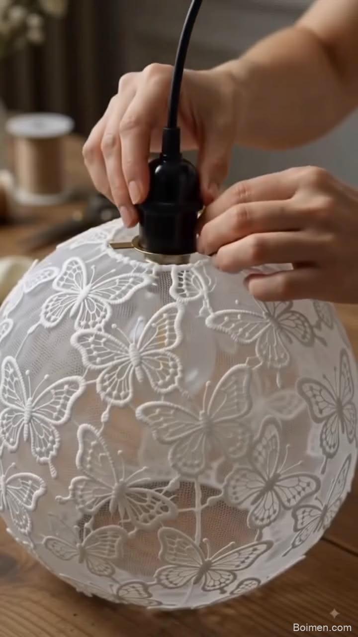 diy hanging light net cloth