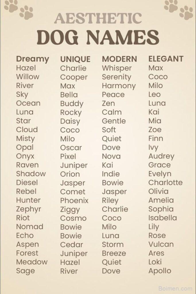 aesthetic dog names