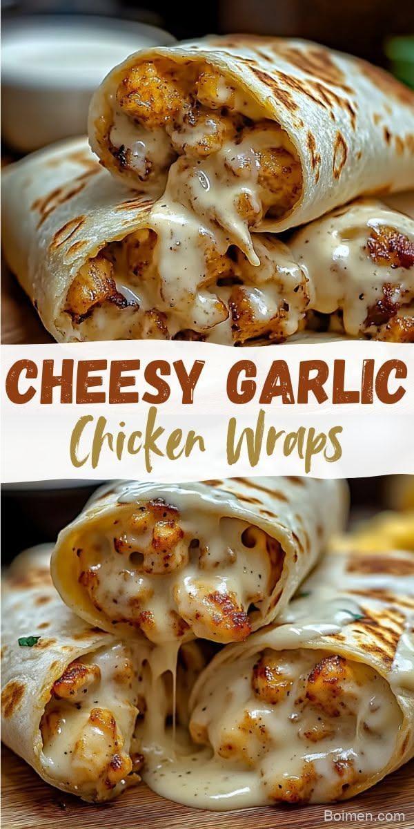cheesy garlic chicken wraps recipe