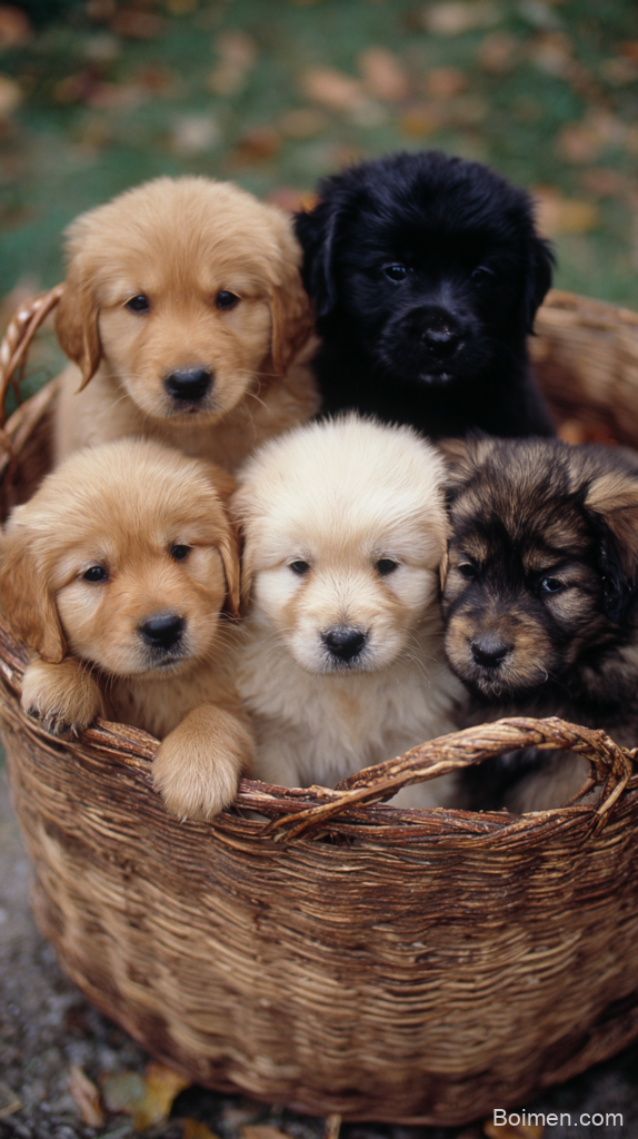puppies in a basket