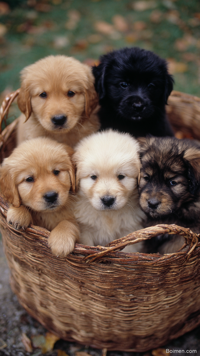 puppies in a basket