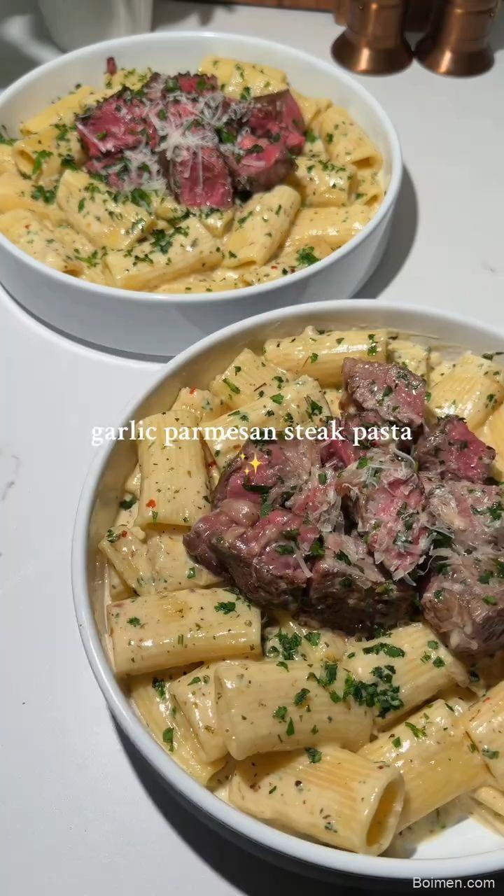 garlic parmesan steak pasta recipe