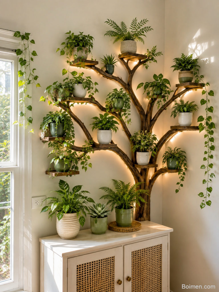 indoor plant tree wall decor