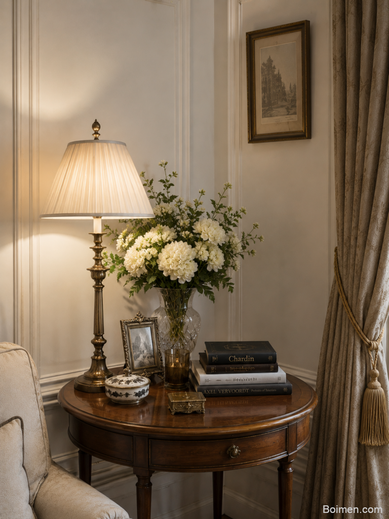french country side table decor