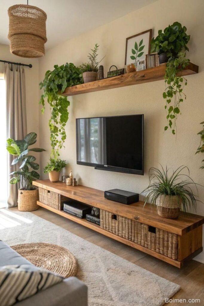 wooden floating shelves