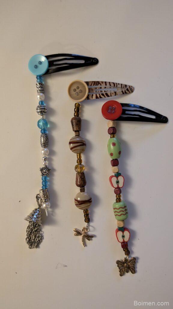 handmade beaded hair clips