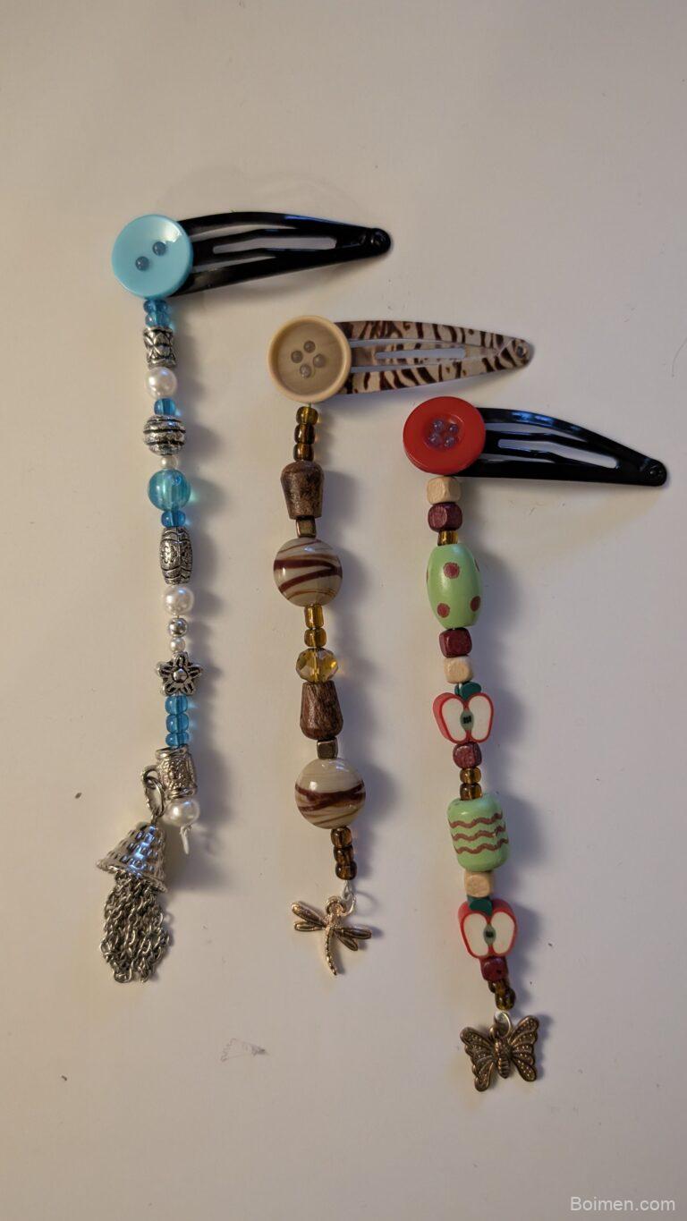 handmade beaded hair clips