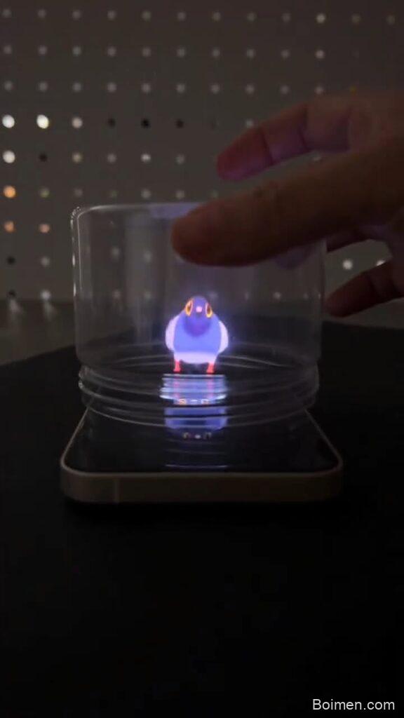 holographic projection from transparent box