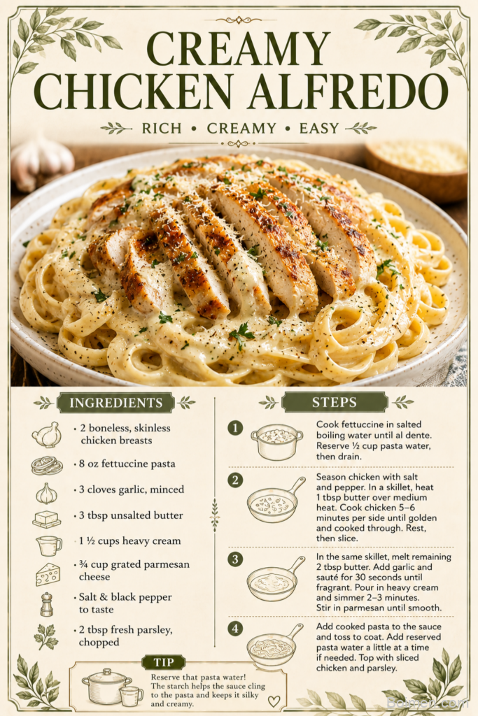 creamy chicken alfredo recipe
