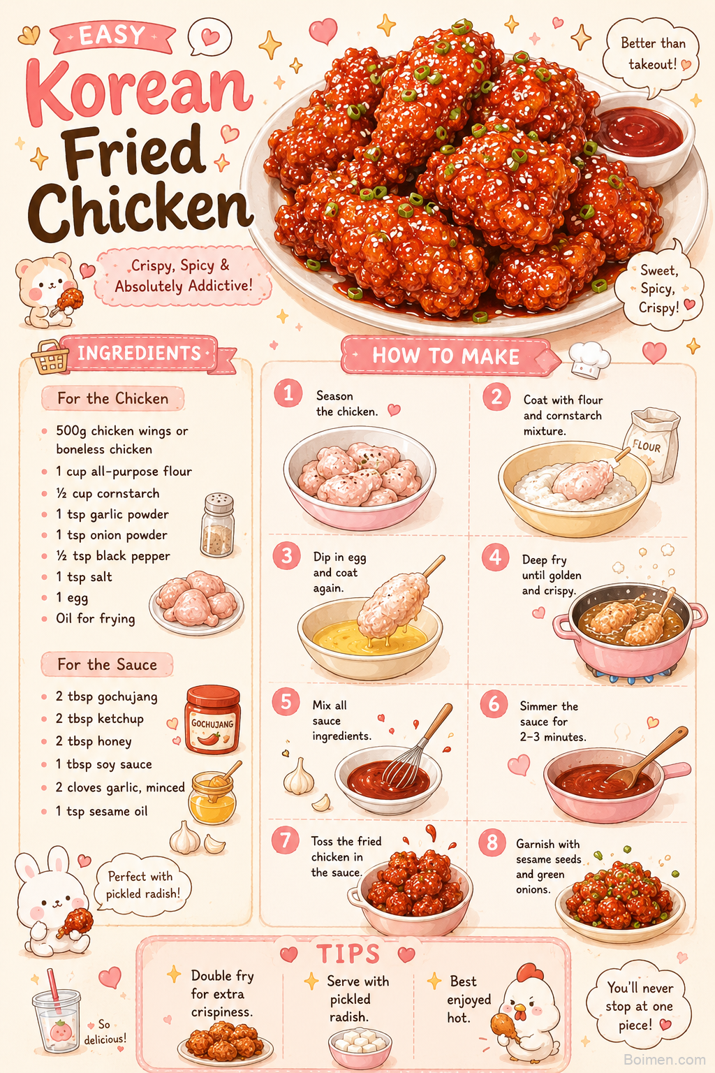 Easy Korean Fried Chicken 🍗 Crispy, Sweet & Spicy Recipe