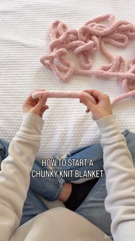 chunky hand knit blanket
