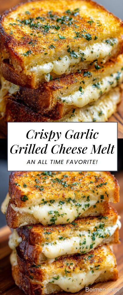 crispy garlic grilled cheese melt