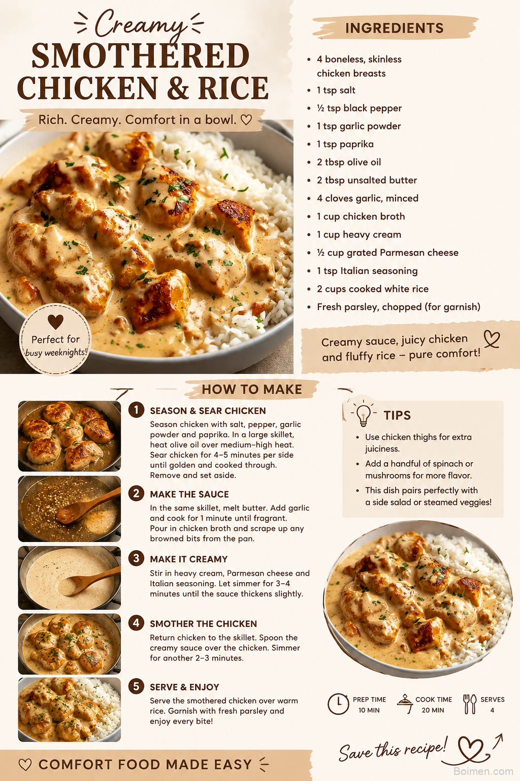 Creamy Smothered Chicken & Rice