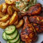 grilled chicken with fresh sides and salad