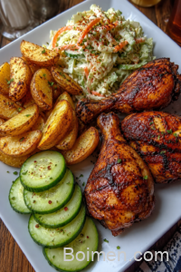grilled chicken with fresh sides and salad