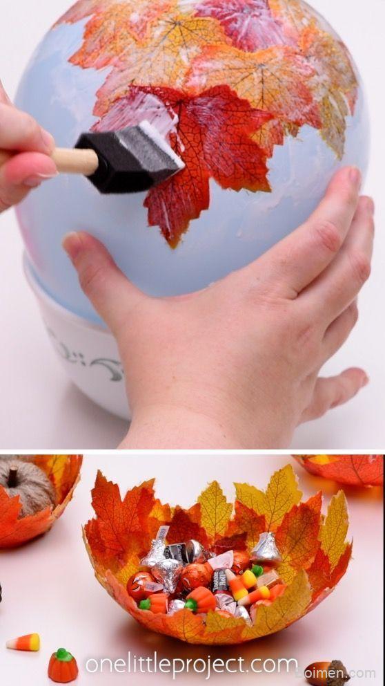 diy fall leaf bowl
